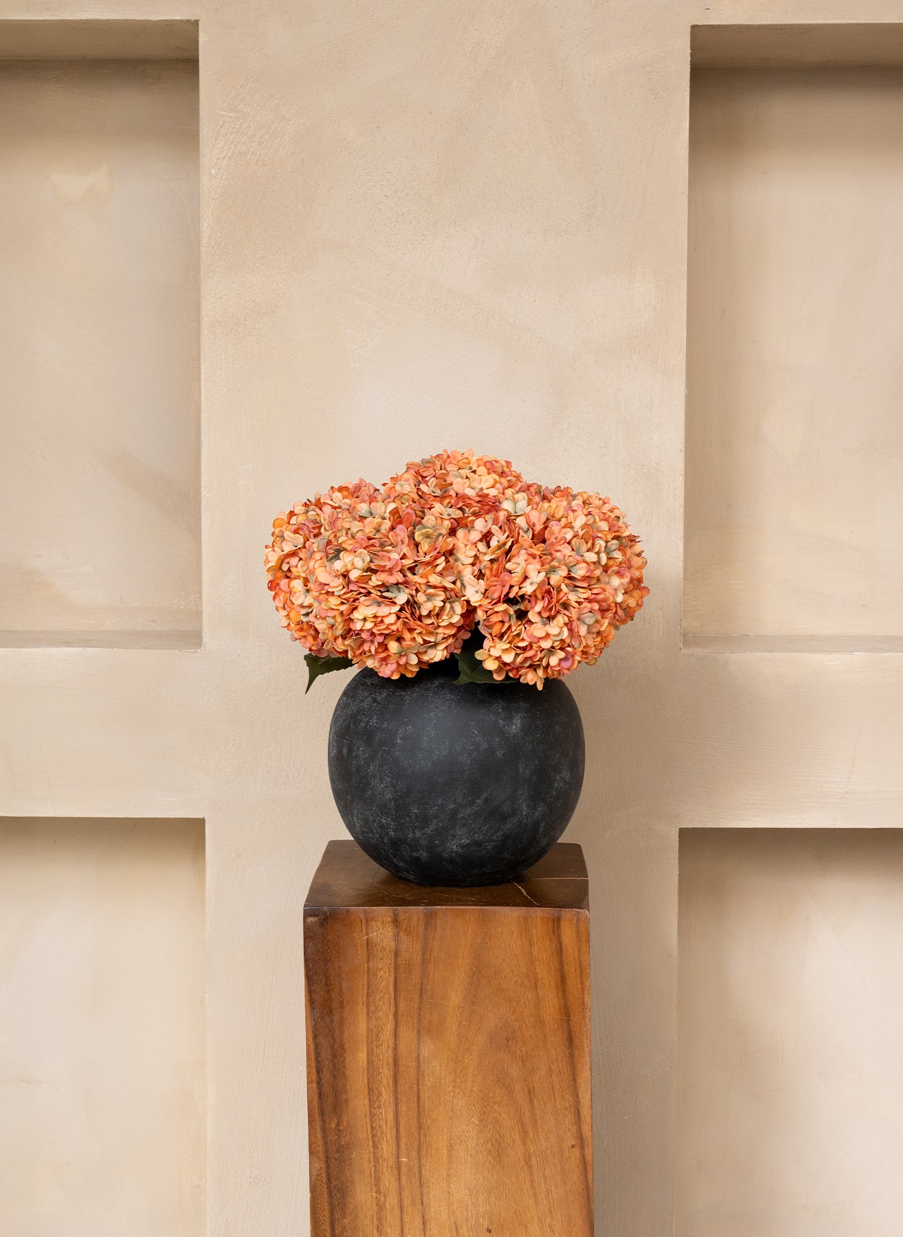 Large Silk Hydrangea - Orange