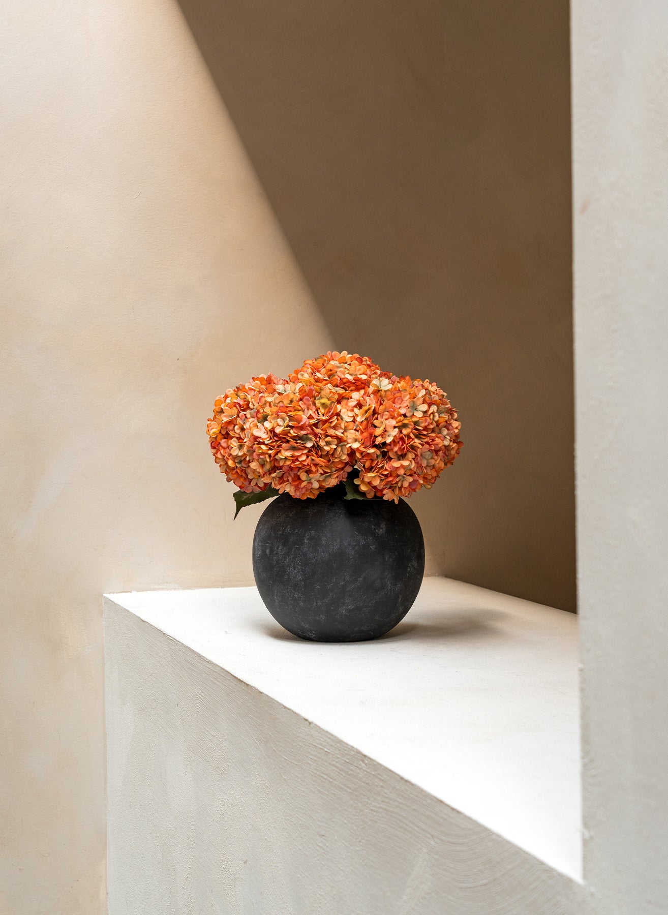 Large Silk Hydrangea - Orange