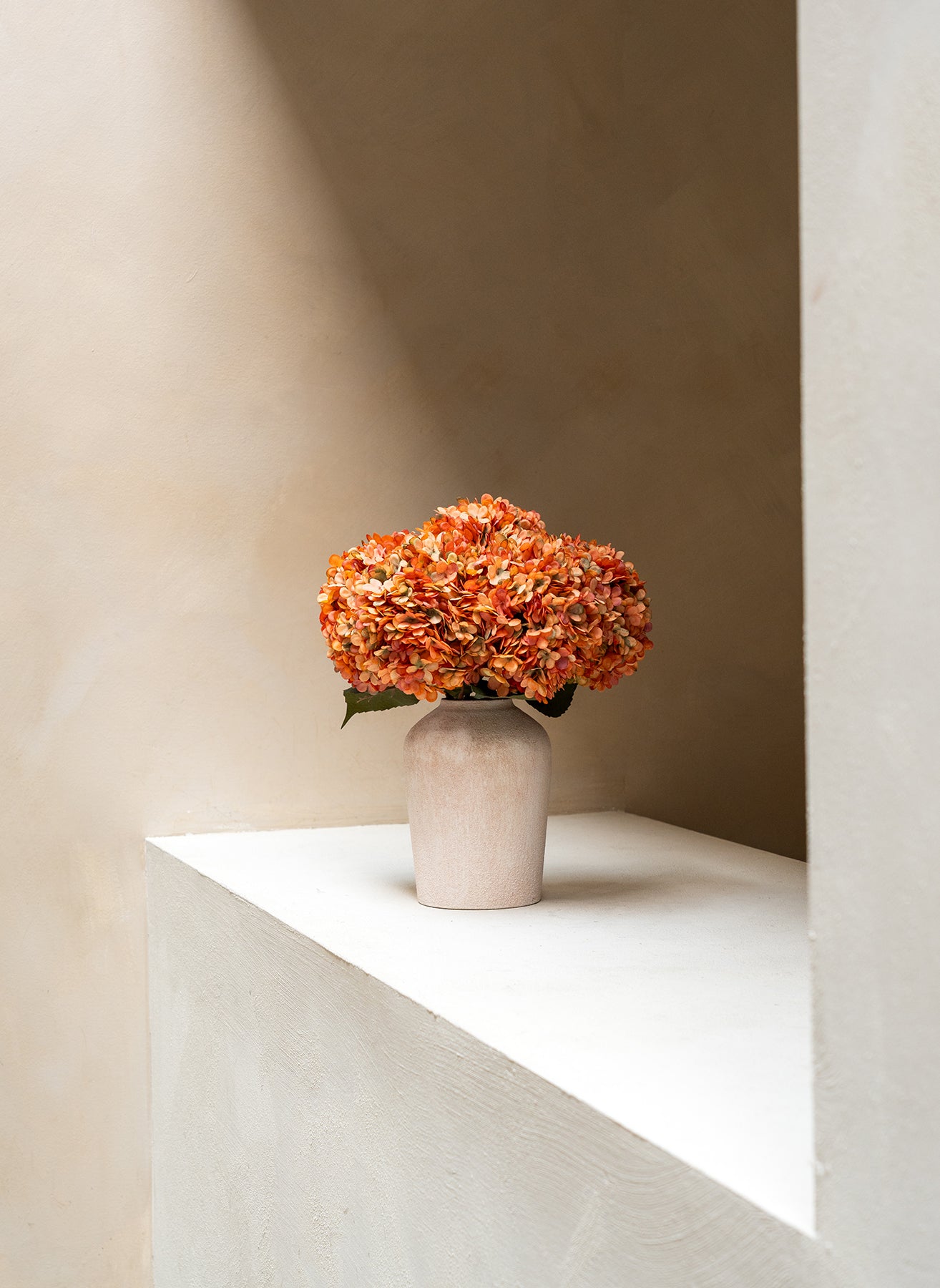 Large Silk Hydrangea - Orange