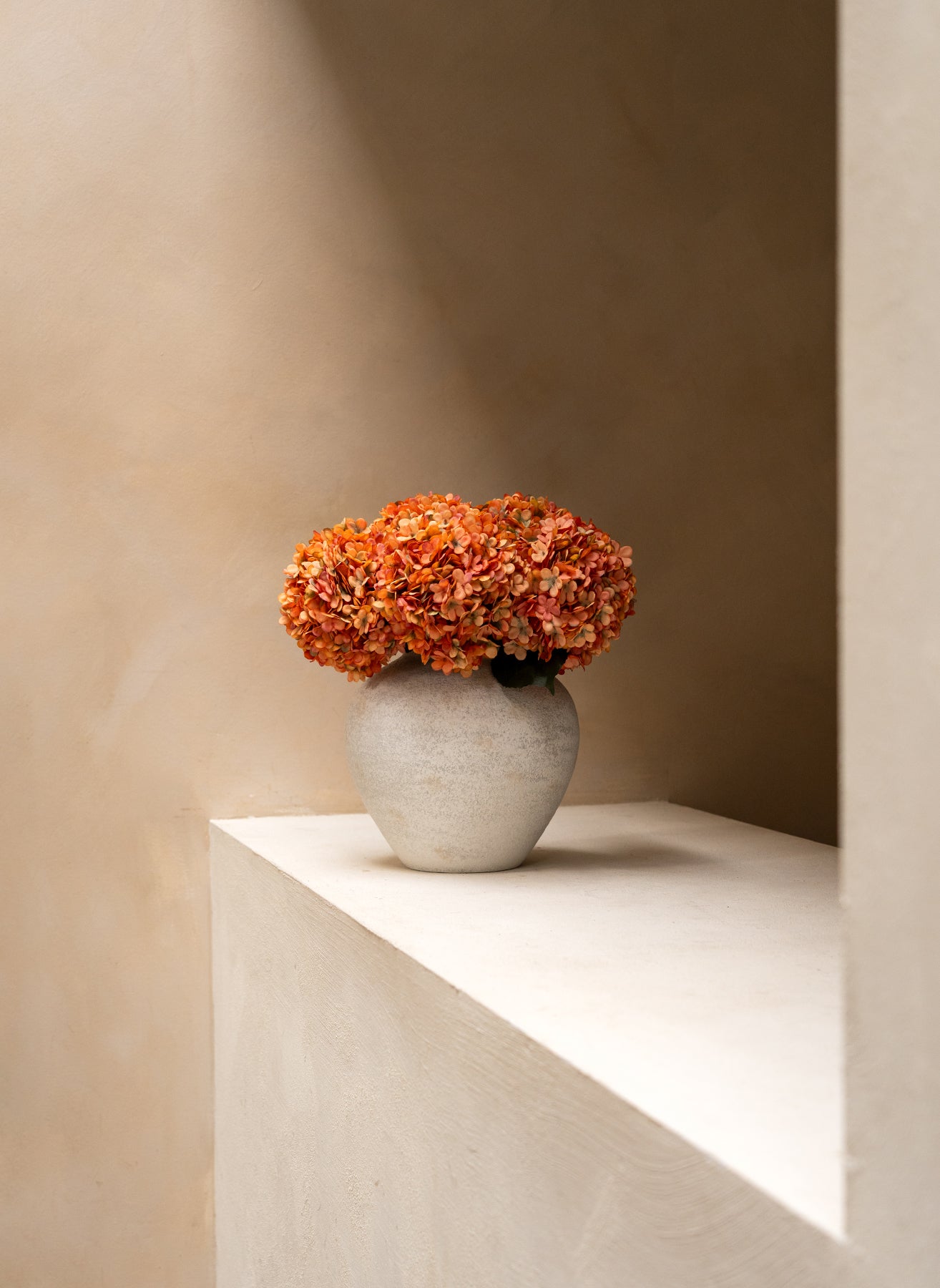Large Silk Hydrangea - Orange