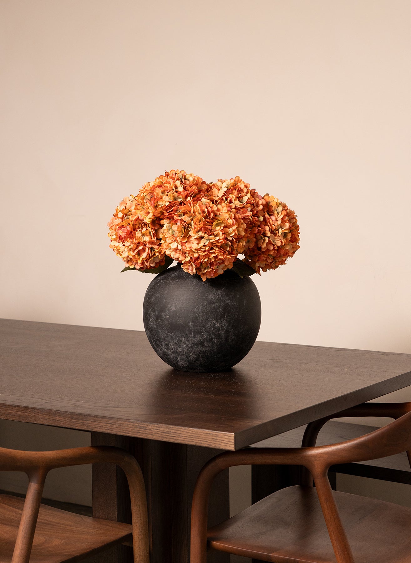 Large Silk Hydrangea - Orange