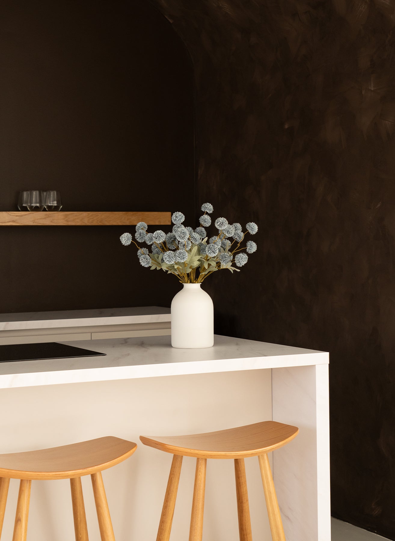 Silk Kiku Flowers - Blue Grey