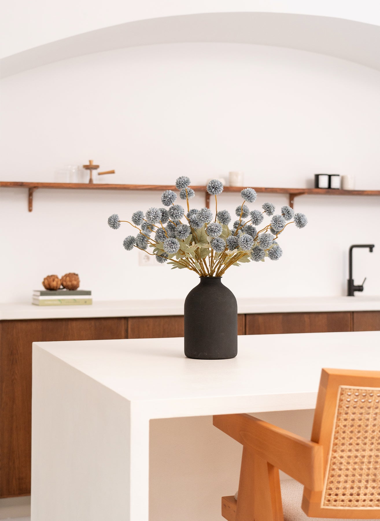 Silk Kiku Flowers - Blue Grey