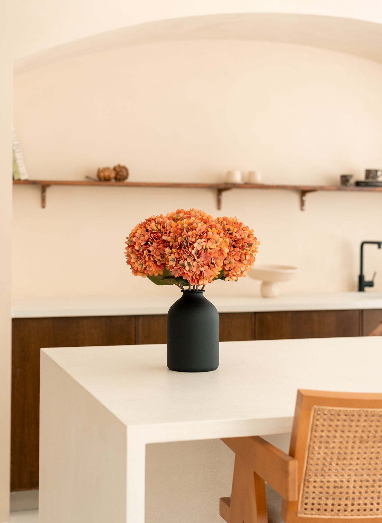 Large Silk Hydrangea - Orange