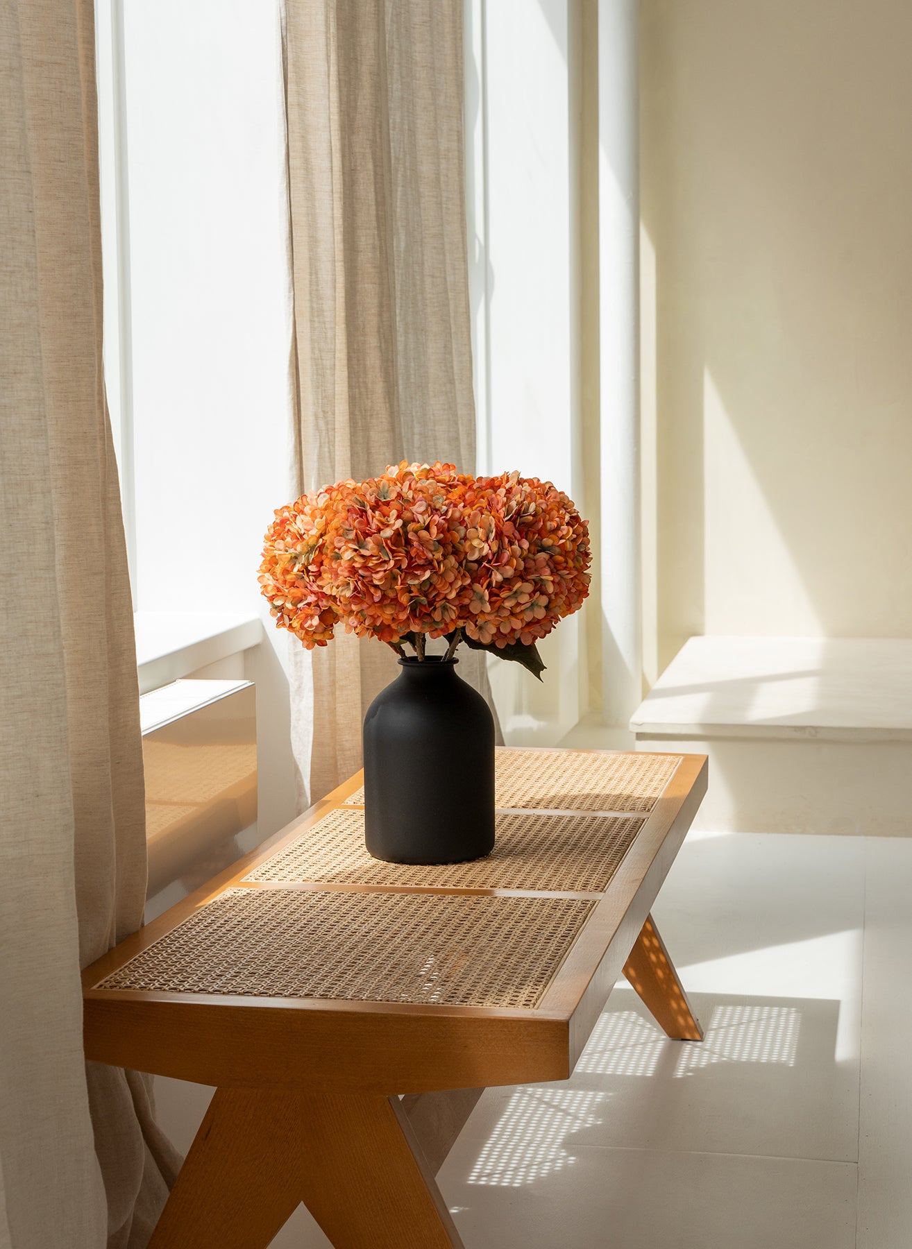 Large Silk Hydrangea - Orange