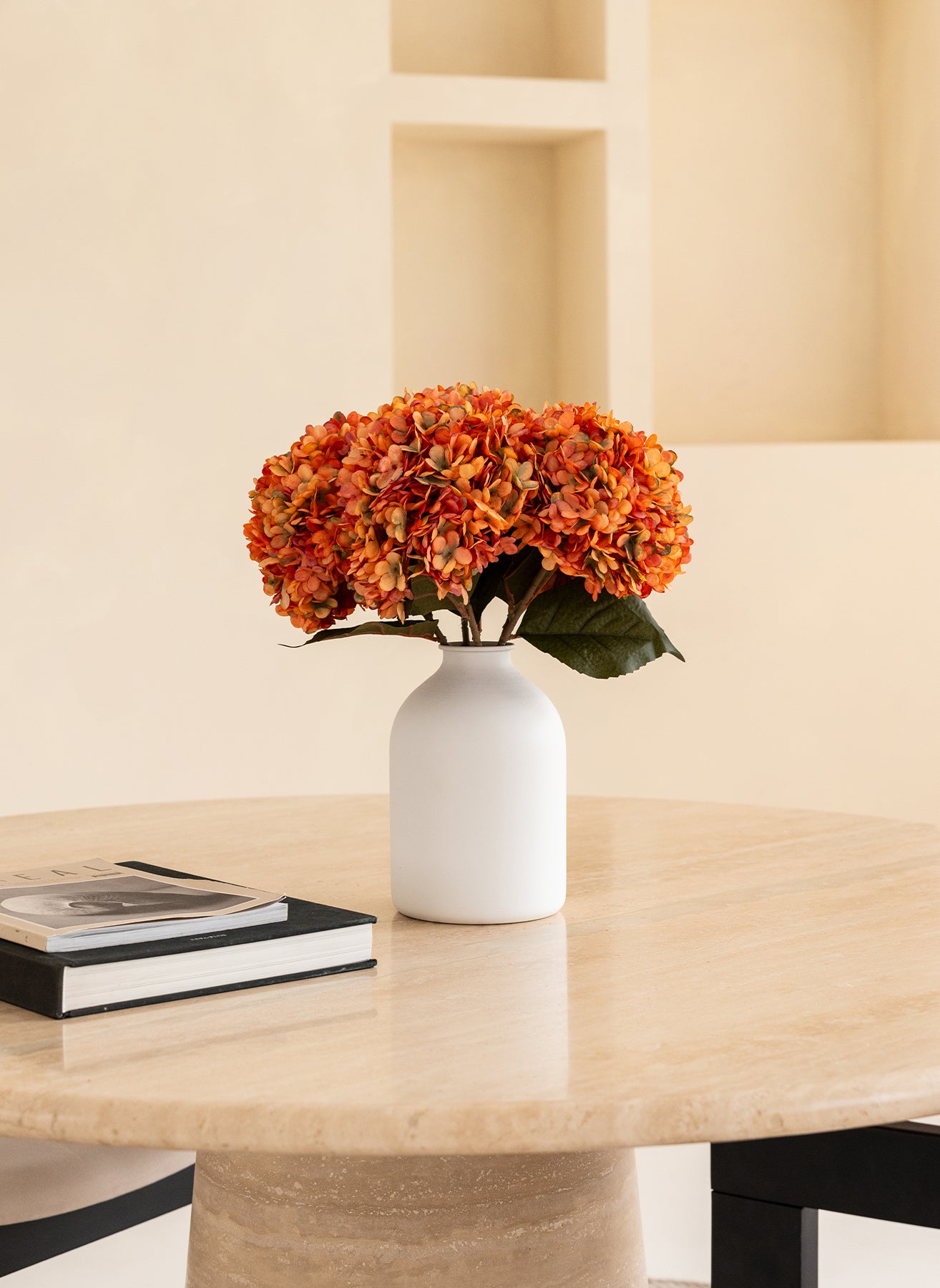 Large Silk Hydrangea - Orange