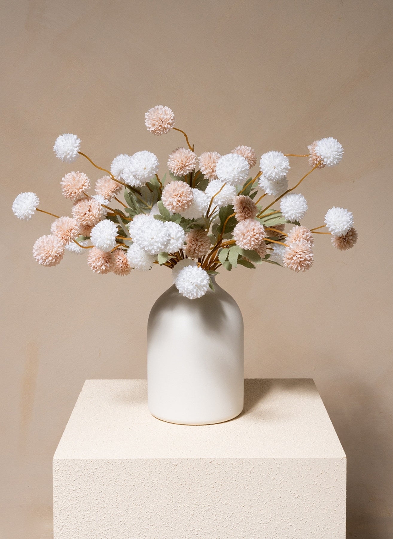 Silk Kiku Flowers - Beige Mix