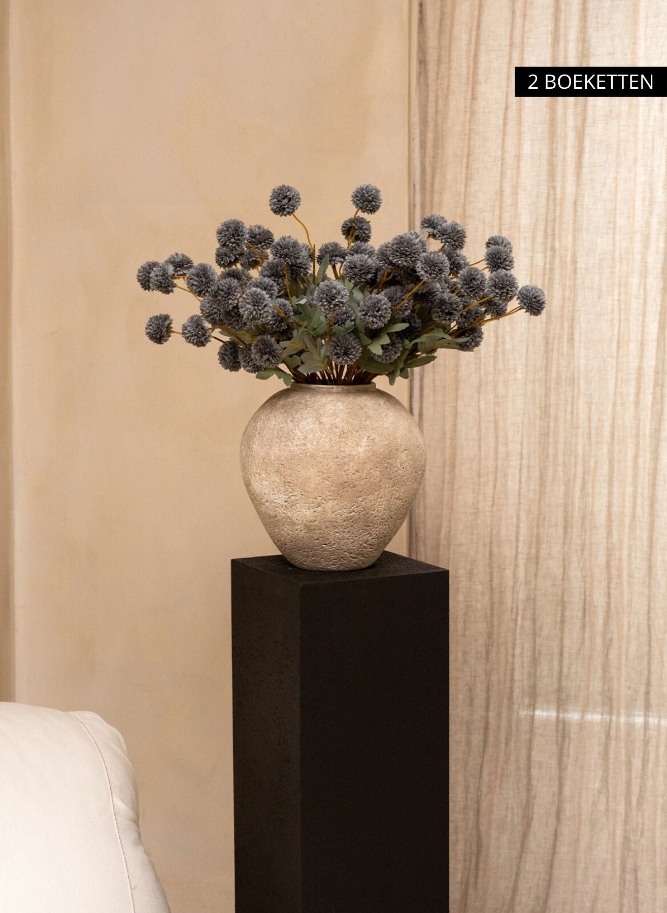 Silk Kiku Flowers - Blue Grey