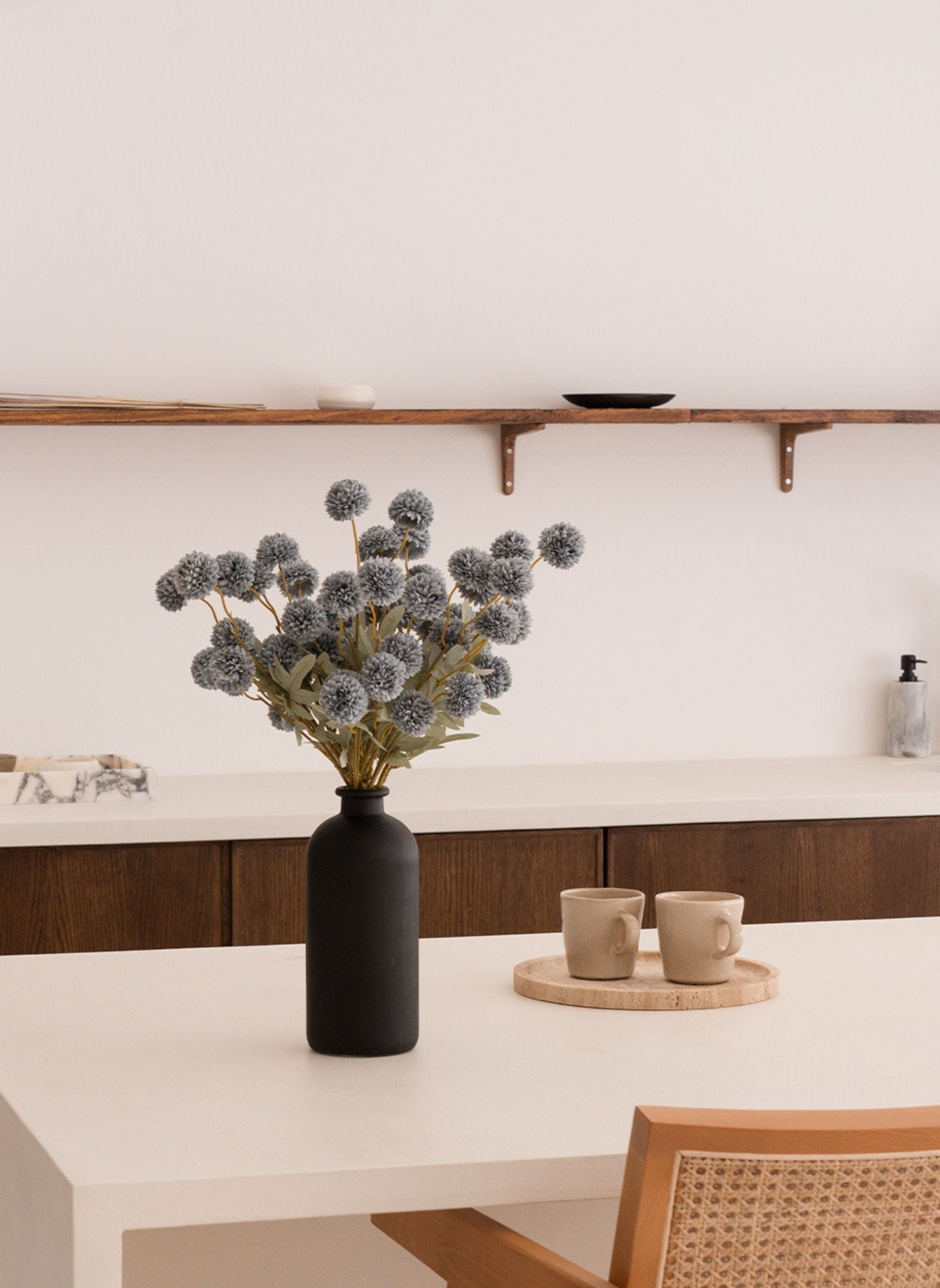 Silk Kiku Flowers - Blue Grey