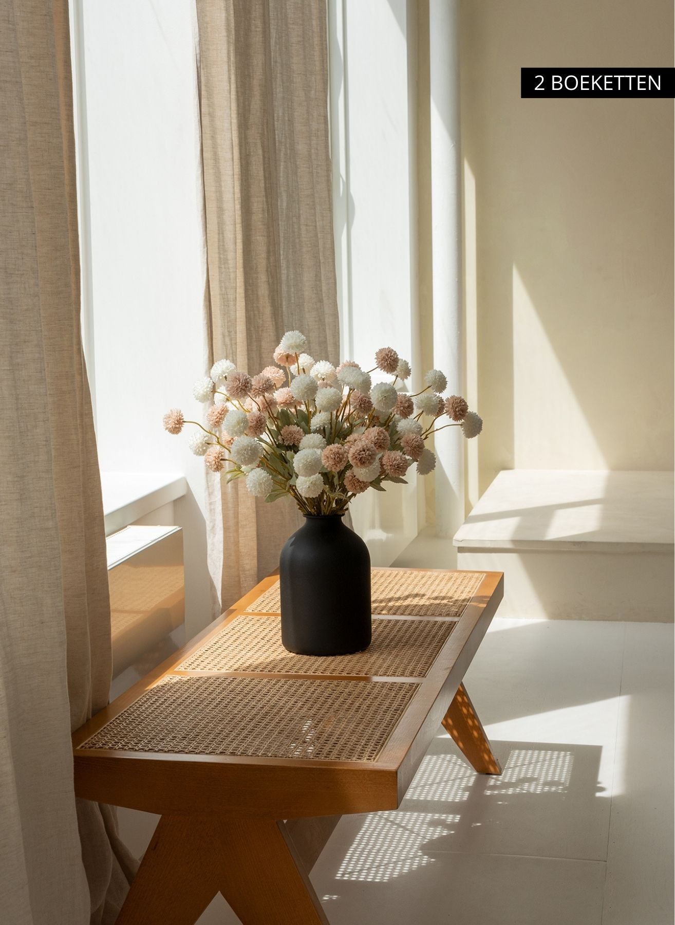 Silk Kiku Flowers - Beige Mix