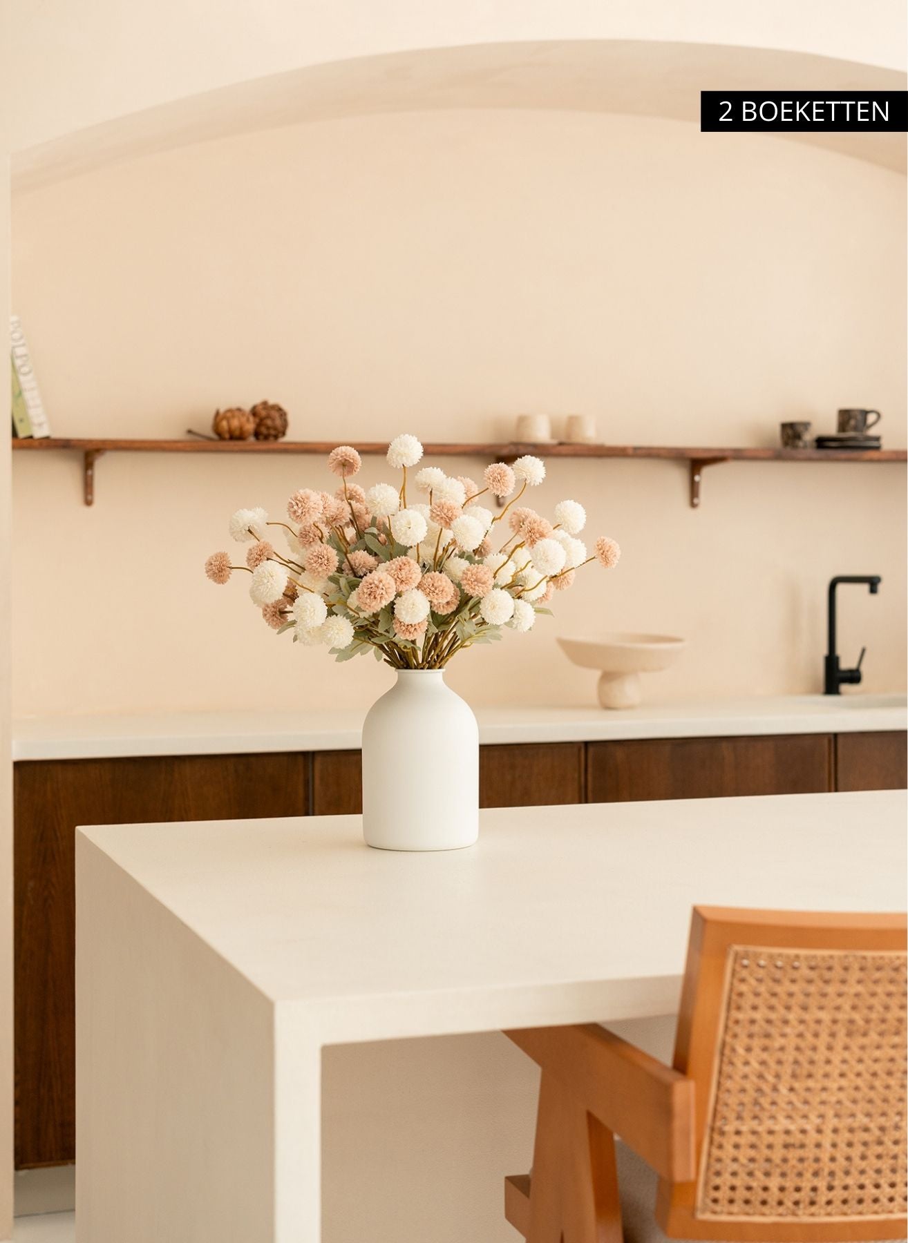 Silk Kiku Flowers - Beige Mix