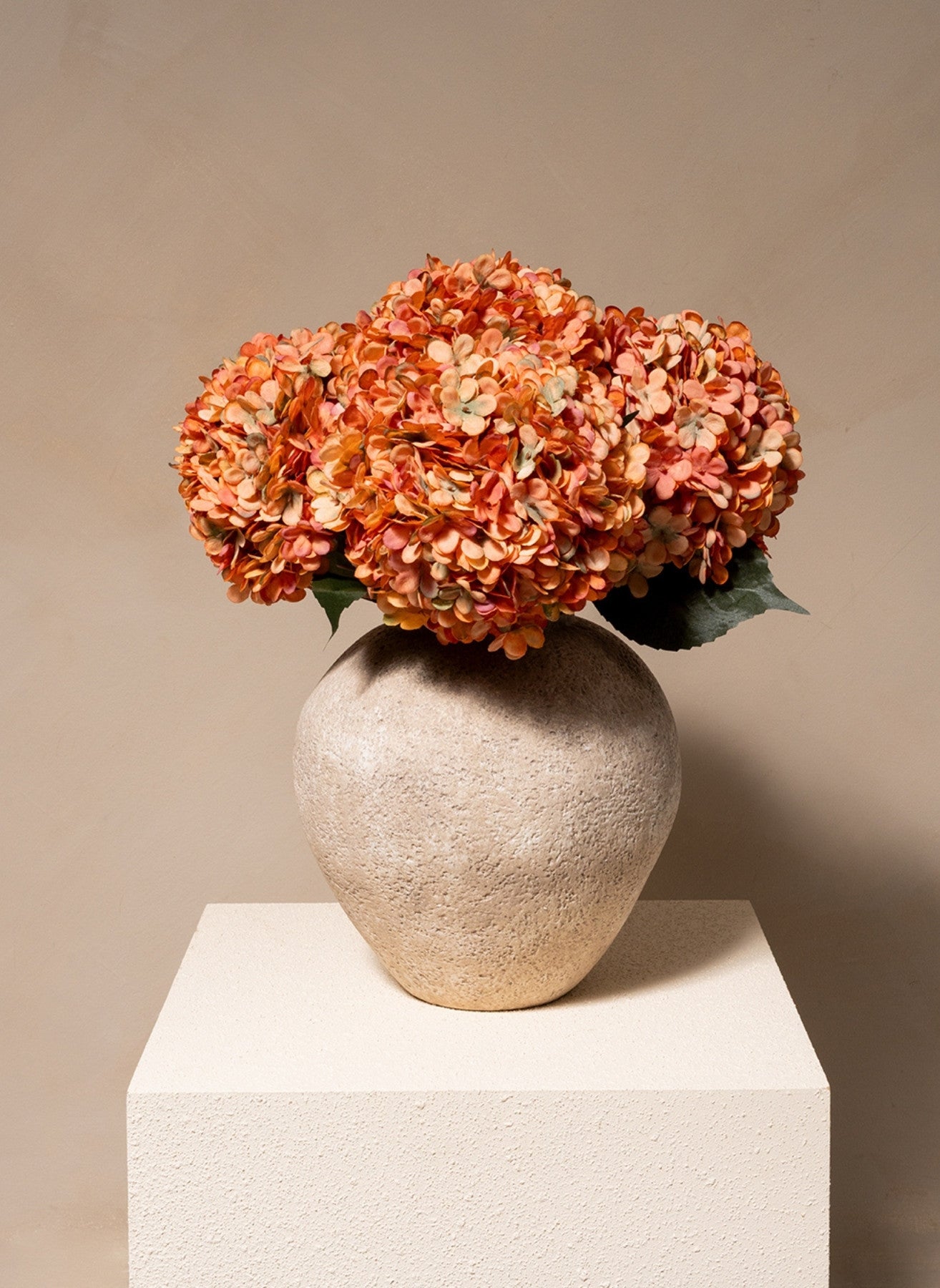 Large Silk Hydrangea - Orange