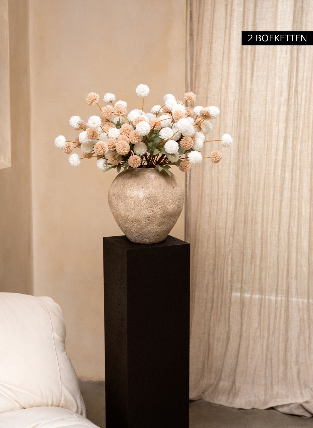 Silk Kiku Flowers - Beige Mix