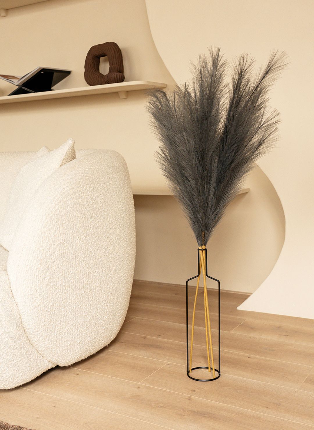 Pampas 110cm (3 stems) - Dark Grey
